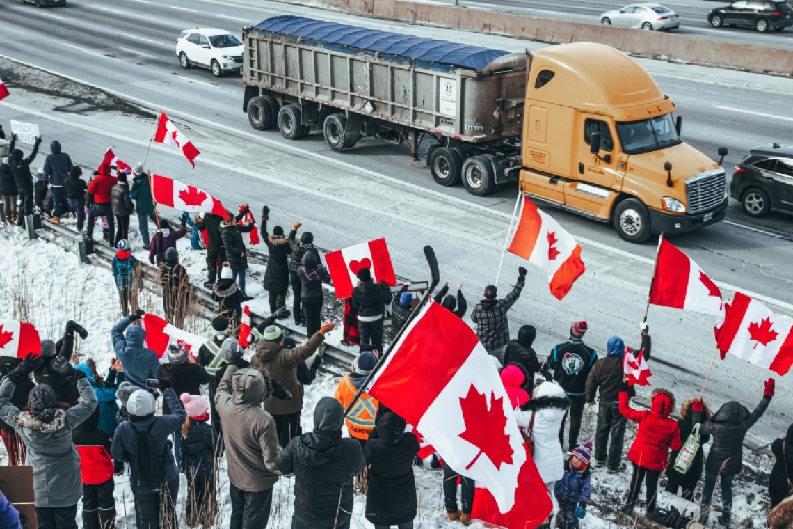 Canadian Prime Minister FLEES Capital City as Freedom Convoy of Truckers Arrives for COVID/VAX Protests